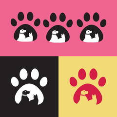 Pet dog and cat vector logo design 