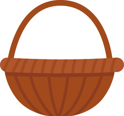 Wicker round basket flat illustration