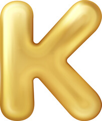 Shiny golden balloon uppercase english alphabet text K