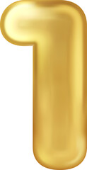 Shiny golden helium balloon typographic design number 1
