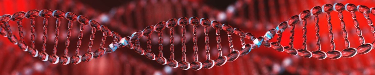 DNA helix, RNA helix, abstract scientific background in the form of a DNA helix on a blurred background, 3d rendering