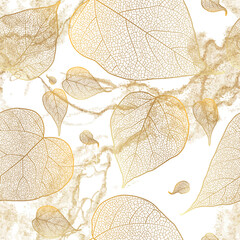 Creative seamless pattern with leaves vein. Modern design. Vector illustration.