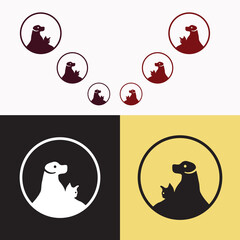 Circle  dog and cat vector logo design