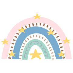 Cute Pastel Rainbow with Star Illustration