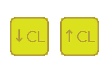 Hyperchloremia and Hypochloraemia – Chlorine Cl excess and deficit electrolyte disorder, yellow arrow icon vector illustration