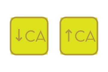 Hypercalcemia and Hypercalcemia – Calcium Ca excess and deficit electrolyte disorder, yellow arrow icon vector illustration