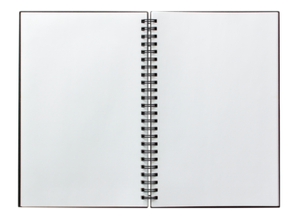 open spiral notebook isolated with clipping path for mockup