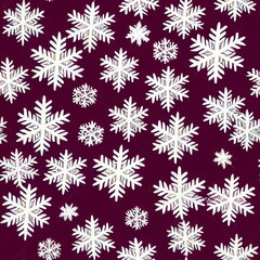 Simple childlike Christmas seamless pattern with geometric motifs. Snowflakes,  circles with different ornaments. Retro textile or wrapping paper design.