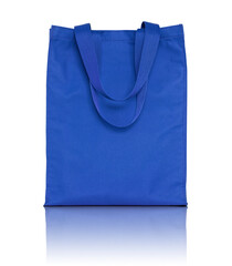 blue shopping fabric bag isolated with reflect floor for mockup