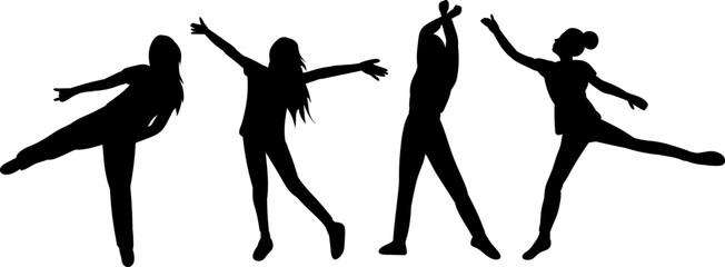 dancing women silhouette on white background isolated vector