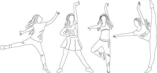 dancing woman, girl sketch ,contour