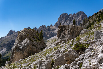 landscape of the dolomites in the surroundings of vajolet