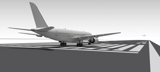 airplane takeoff 3D illustration