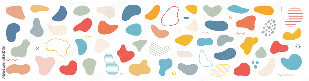 Wall mural abstract blotch shape. random abstract liquid organic black irregular blotch shapes. set of modern g