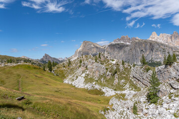 landscapes of the dolomites around cinque torri