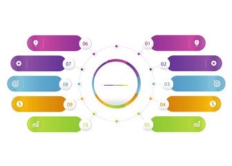 Colorful ten steps object for infographic template.