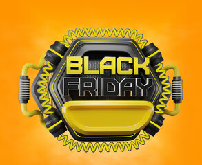 black friday banner with 3d illustration