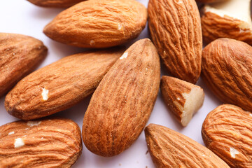 Close up of pile of almonds 