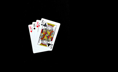 Casino playing card over black background isolation.