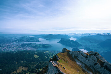  Lucerne's very own mountain, Pilatus, is one of the most legendary places in Central Switzerland. And one of the most beautiful. On a clear day the mountain offers a panoramic view of 73 Alpine peaks