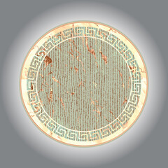 Porcelain plates ornate with floral geometric distressed round ornamental digital print pattern abstract design home textile  kitchen, decor, artwork vector illustration on gradient gray background 