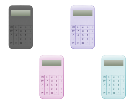 Colored Calculator Set Top View Transparent Background Png