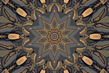 Vintage doodle and flower shapes floral motif ethnic seamless background vector