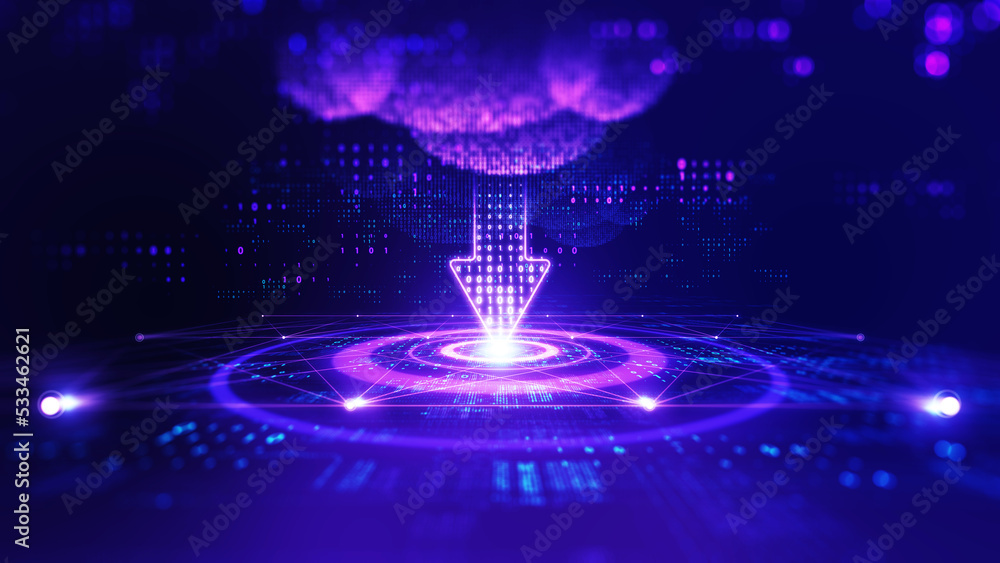 Aufkleber Technology background moving data array/Technological background data transmission channel. Motion of digital data flow. Transferring of big data. Transfer and storage of data sets. 3d rendering
