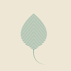Leaf logo.Green nature element isolated on light fund.Decorative lines organic icon for beauty, spa, eco, natural food, environmental brand.Plant sign.Fresh geometric emblem shape.