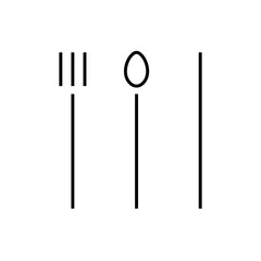 Minimal cutlery and tableware vector icon. EPS 10. Outline illustration on white. Knife, fork, spoon. Isolated logotype. Modern and clean thin lines.. Poster, banner, ads. Home related. Restaurant.