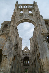 Ruins of an old Benedictine monastery and abbey in Jumieges in Normandy