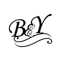 yb, by, Calligraphic signature icon. Wedding Logo Monogram. modern symbol. Couples logo for wedding