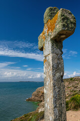 Weathered Stone Cross at Pointe Saint-Gildas - Pointe Du Grand Mont, Bittany, France