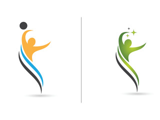 Healthcare logo design. health logo. Medical. Pharmacy. Hospital. Basketball throw logo. Ball throw. People icon. Game