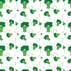 Brocolli Cute kawaii pattern seamless green for kid