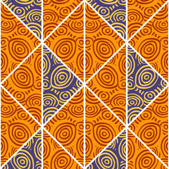 Circle shapes kaleidoscope seamless pattern. Decorative abstract mosaic ornament.