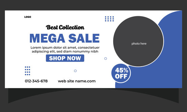 Vector Facebook Banner Of Discounts And Mega Sales On Social Media And Cover Design