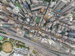 Top view of Hong Kong city