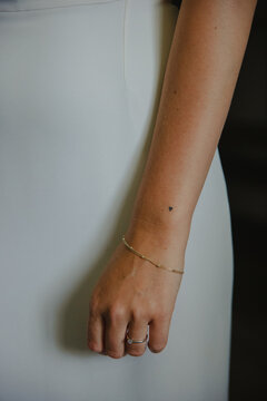 bracelet on bride's arm