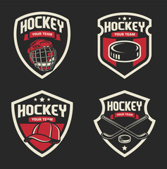 Fototapeta na wymiar Hockey logo bundles, emblem collections, designs templates. Set of hockey logos