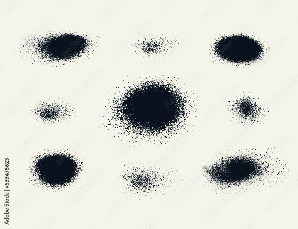 Poster vector set of splash stains textures. monochrome abstract vector grunge textures.