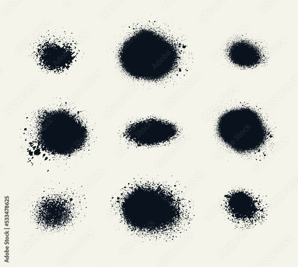Poster vector set of splash stains textures. monochrome abstract vector grunge textures.