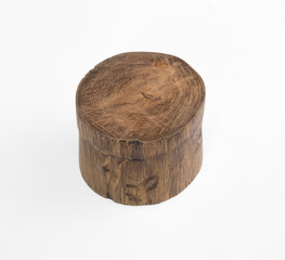 ancient wooden casket isolated on white background