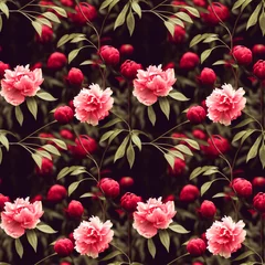 Gordijnen Seamless floral pattern, elegant flower background, red peonies, 3d illustration © Mighty