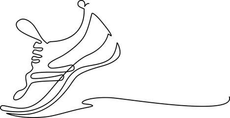 Sport shoes. Sneakers. Continuous line drawing. Vector  illustration.