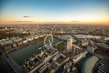 Foto op Aluminium aerial view of the city of london and the river thames, with the millennium wheel in the foreground © Aitcheeboy