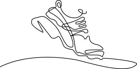 Sport shoes. Sneakers. Continuous line drawing. Vector  illustration.