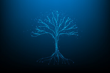 tree big data digital technology networker. online digital cloud storage.business innovation technology cyber polygon. artificial intelligence data in the future.vector illustration digital fantastic. © Yellow duck