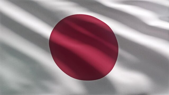 Wind shaking the japan country flag with a red circle in the white background. Fluttering the symbol of the east asian country of Japan. Japan country flag representing the Land of the Rising Sun.