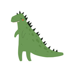 Cute tyrannosaurus dinosaur. Funny dino character. Vector cartoon illustration.